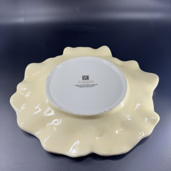 Roscher Flower Antique Butter Yellow Dish Plate 11inch Flower Shape Plate Set 2 - Picture 15 of 16